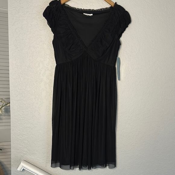 NEW London Times Black Empire Mini Dress Mesh Goth Witchy Coquette Flirty Y2K - Picture 1 of 10